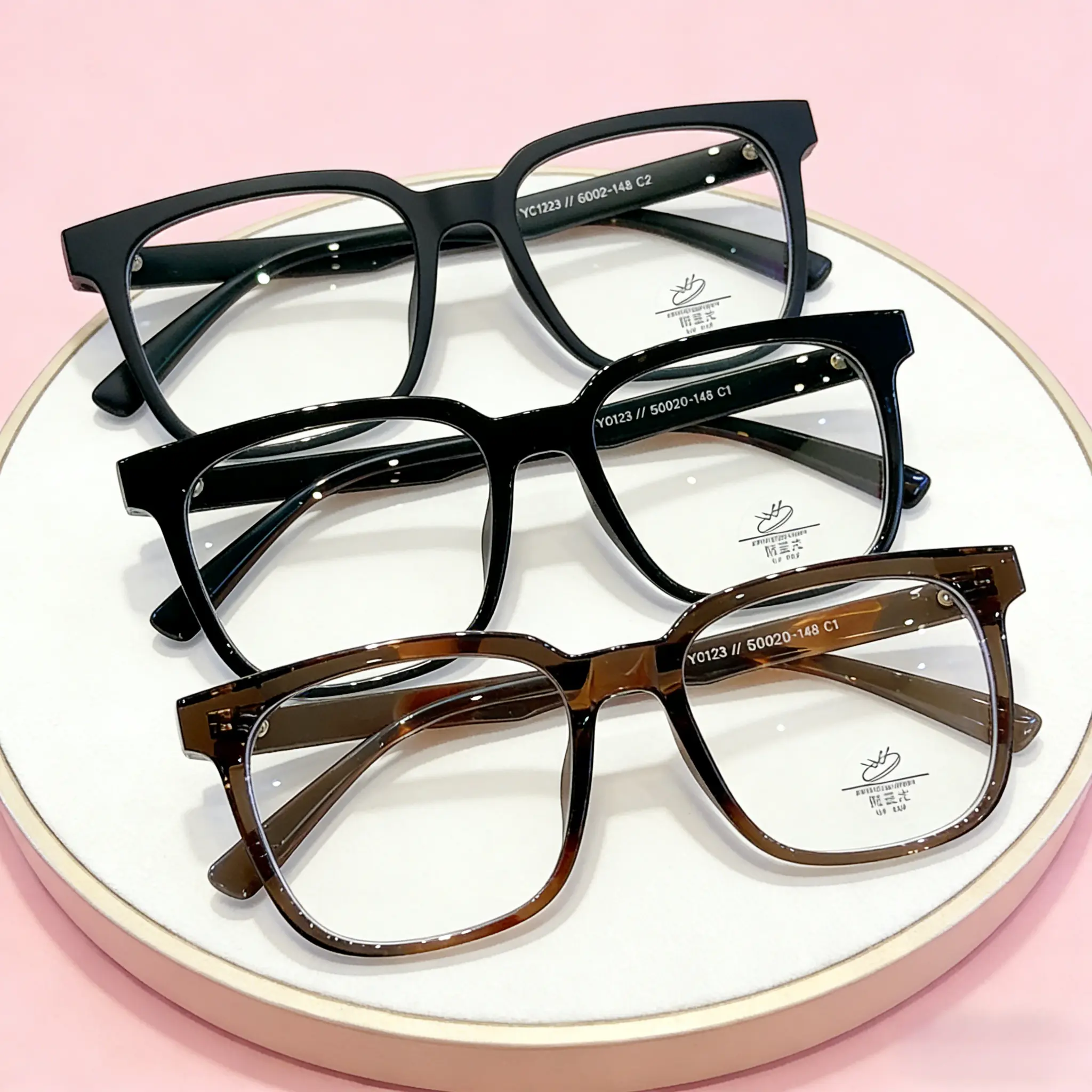 3 pairs of large framed glasses, retro classic framed anti blue light glasses, fashionable and versatile decorative non prescription glasses, daily matching decoration SpringGlow-Up