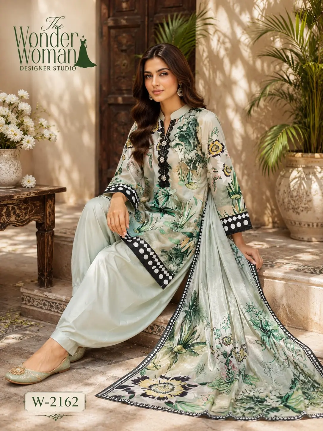 Wonder Woman Satin Printed Farshi Shalwar Set