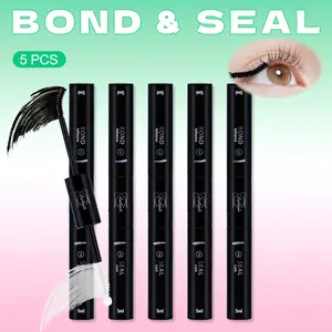 Lashsun 5pcs Eyelash Bond And Seal Waterproof Eyelash Extension Eyelash Cluster Glue, 2-In-1 Eyelash Cluster Eyelash Glue DIY Eyelash Extension At Home (Bonding And Sealing, 10ML)