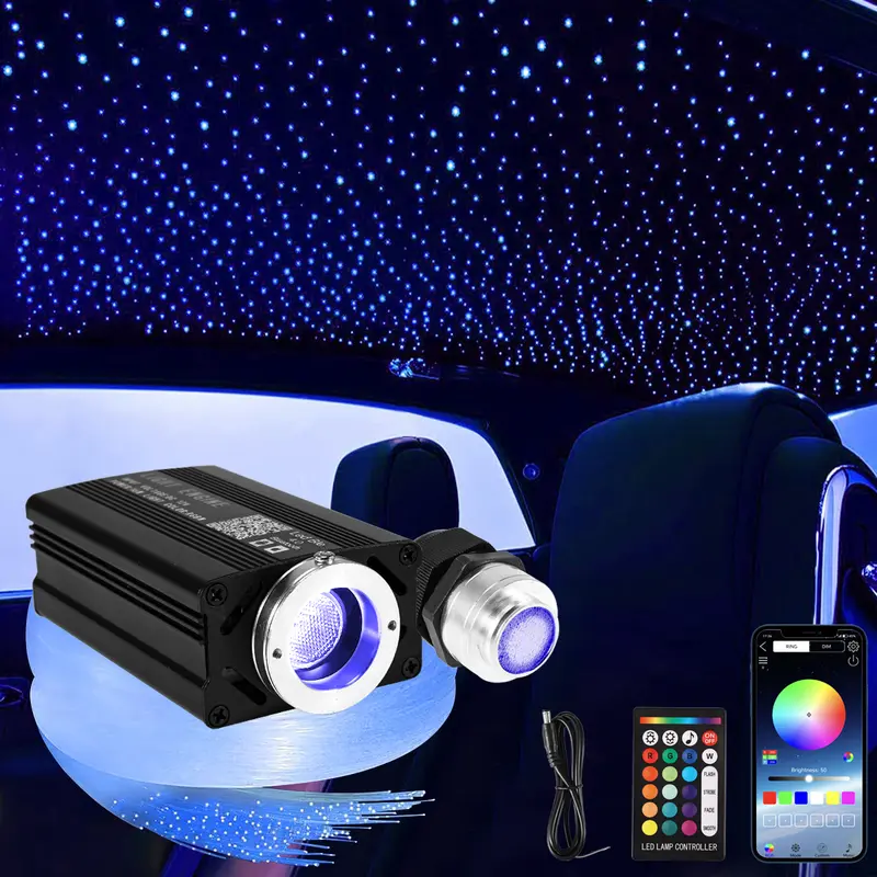 APLOS 12W Blinking RGBW APP Fiber Optic Lights,500pcs Fiber Optic Stars Ceiling Lights Kit For Car Truck Headliner Stars/Home