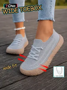 Women's New Fashion Breathable Knit Casual Shoes, Comfort Wide Version Laces Slip-Ons, Ideal for Leisure Walking, Spring & Fall Boho Style