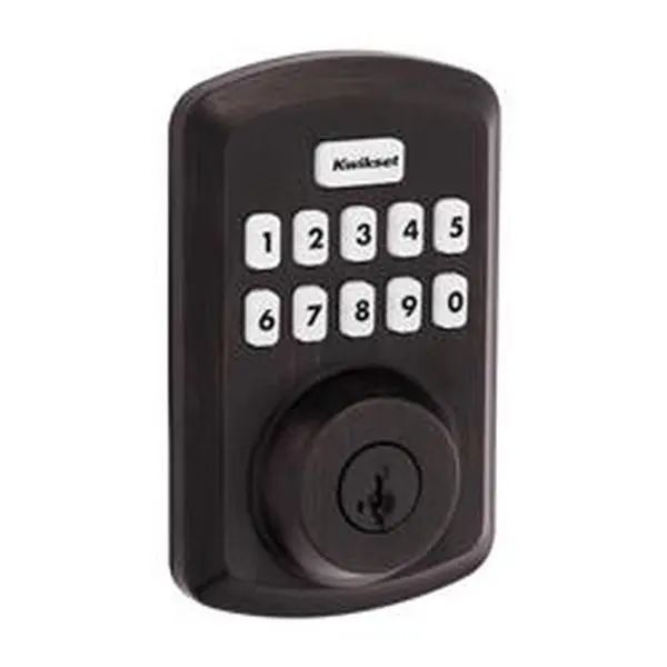Kwikset 5043687 Smart Code Zinc Electronic Deadbolt with Smart Keypad Keyed Padlocks, Venetian Bronze