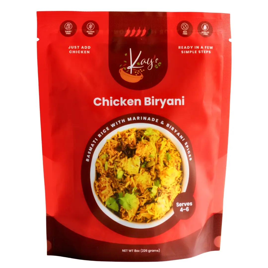 Kay's Chicken Biryani - Quick & Flavorful Meal Kit with Basmati Rice Marinade & Authentic Spices for 6 Servings Ready in 3 Steps