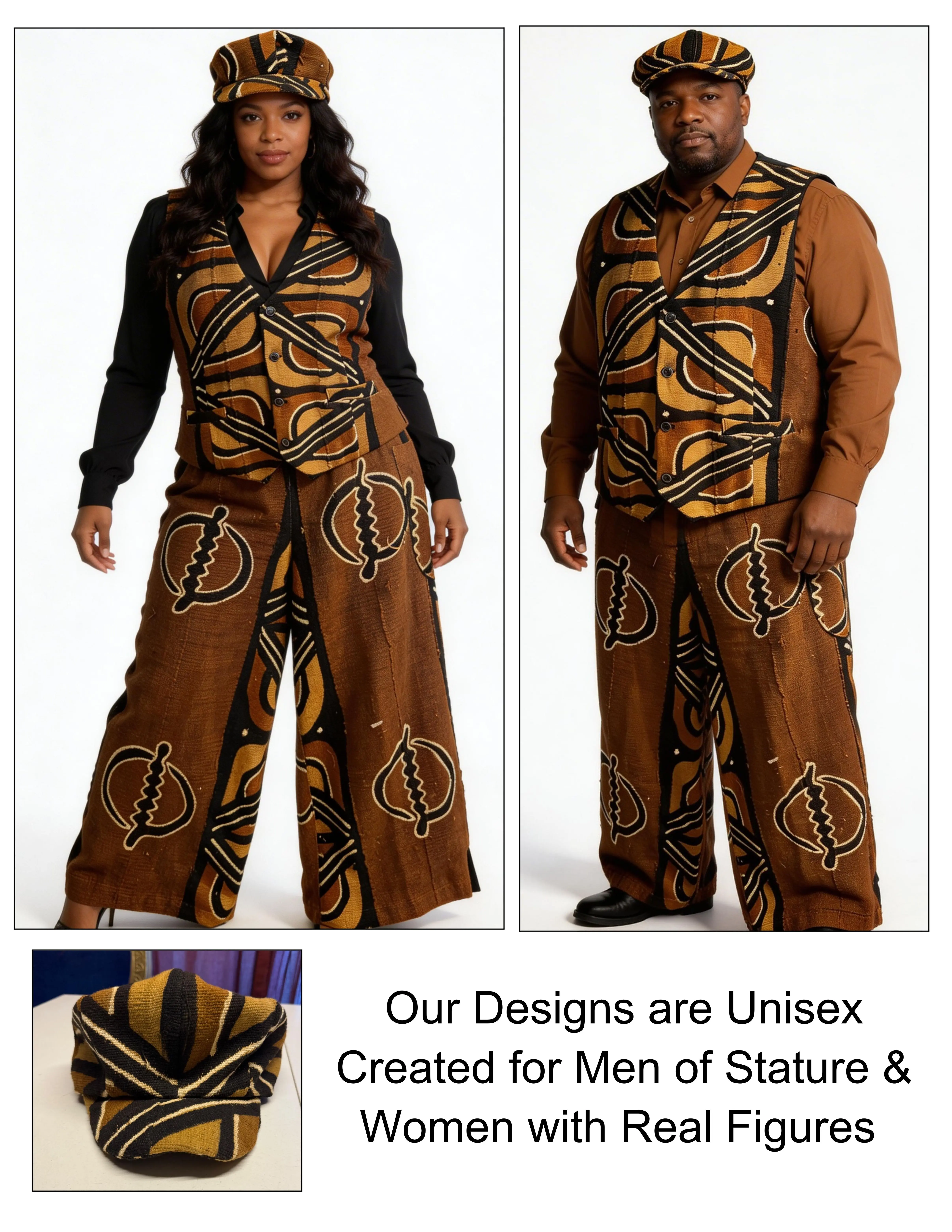 Unisex Adinkra Mudcloth Pants | Handwoven Mudcloth from Mali | Handmade in America