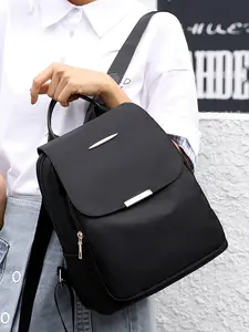 1pc Backpack with Zipper, Anti-Theft PU Leather Backpack, Multi-Functional Fashion Daily Bag, Multiple Pockets Lightweight Travel Bag