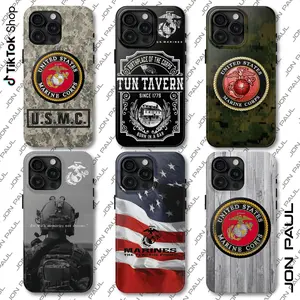The United States Marine Corps 250th Birthday Phone Case, 250 Year Anniversary Marine Corps Collection Phone Cover, USMC Patriotic Tun Tavern 17 Air Pro Max, Military Tribute Smartphone Dual Layer Tough Protection