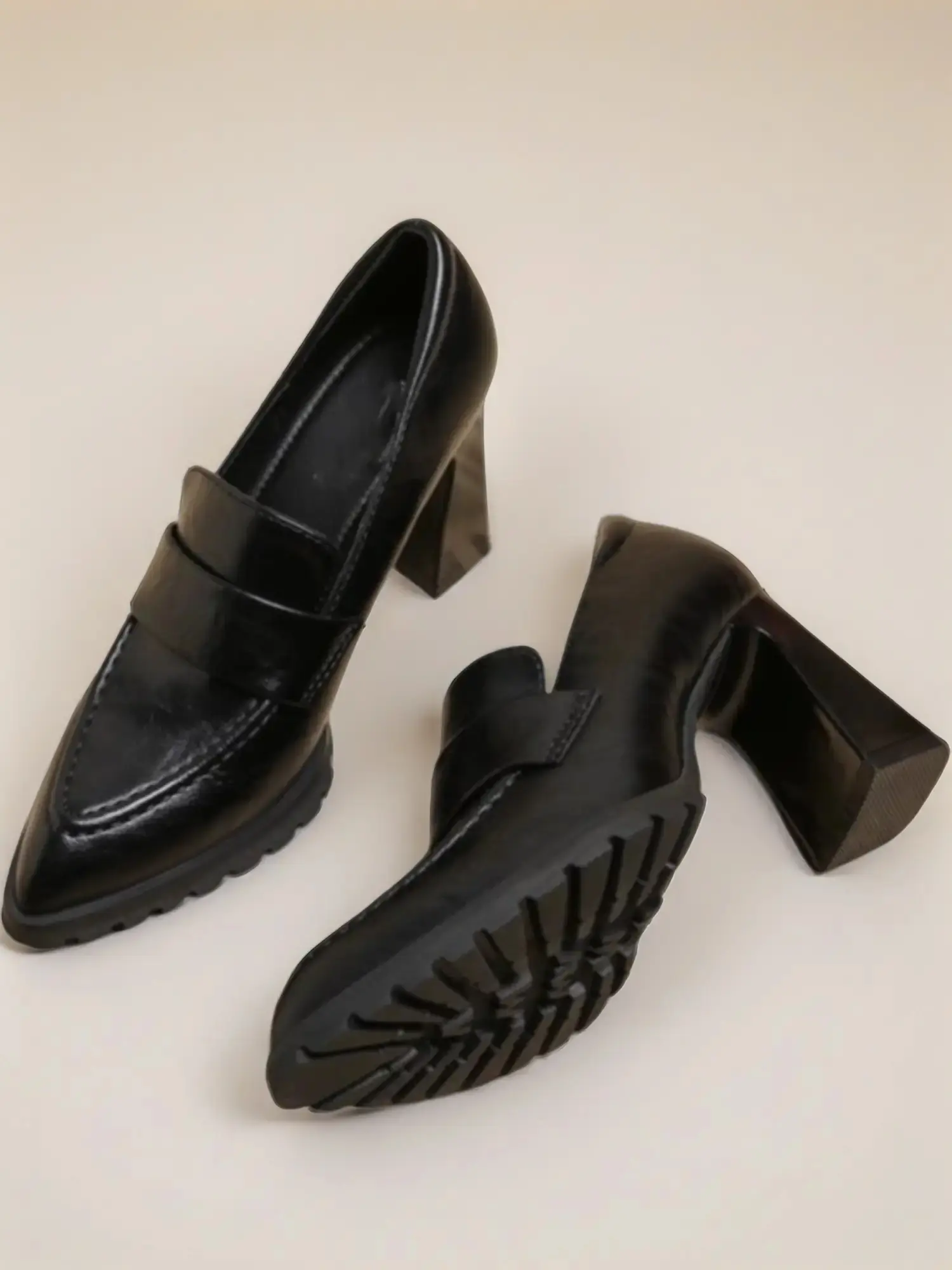Women's High Heel Pointed Toe Design Slip-On Pumps, Elegant Heeled Shoes, Heeled Footwear, Business Office Shoes, Artificial Leather, Medium Width, All Seasons