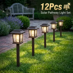 【GLEAM】12 Pack Solar Path Lights, Waterproof & Auto Dusk to Dawn Feature, Great for Garden, Path, Yard, Patio, Driveway, and Walkway Decor