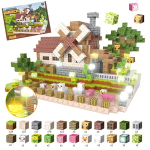 Magnetic Building Blocks Set with Light-Up Modules - Farm & Ranch Theme | STEM Educational Montessori Sensory Toy | Perfect Gift for Boys & Girls, Christmas or Birthday