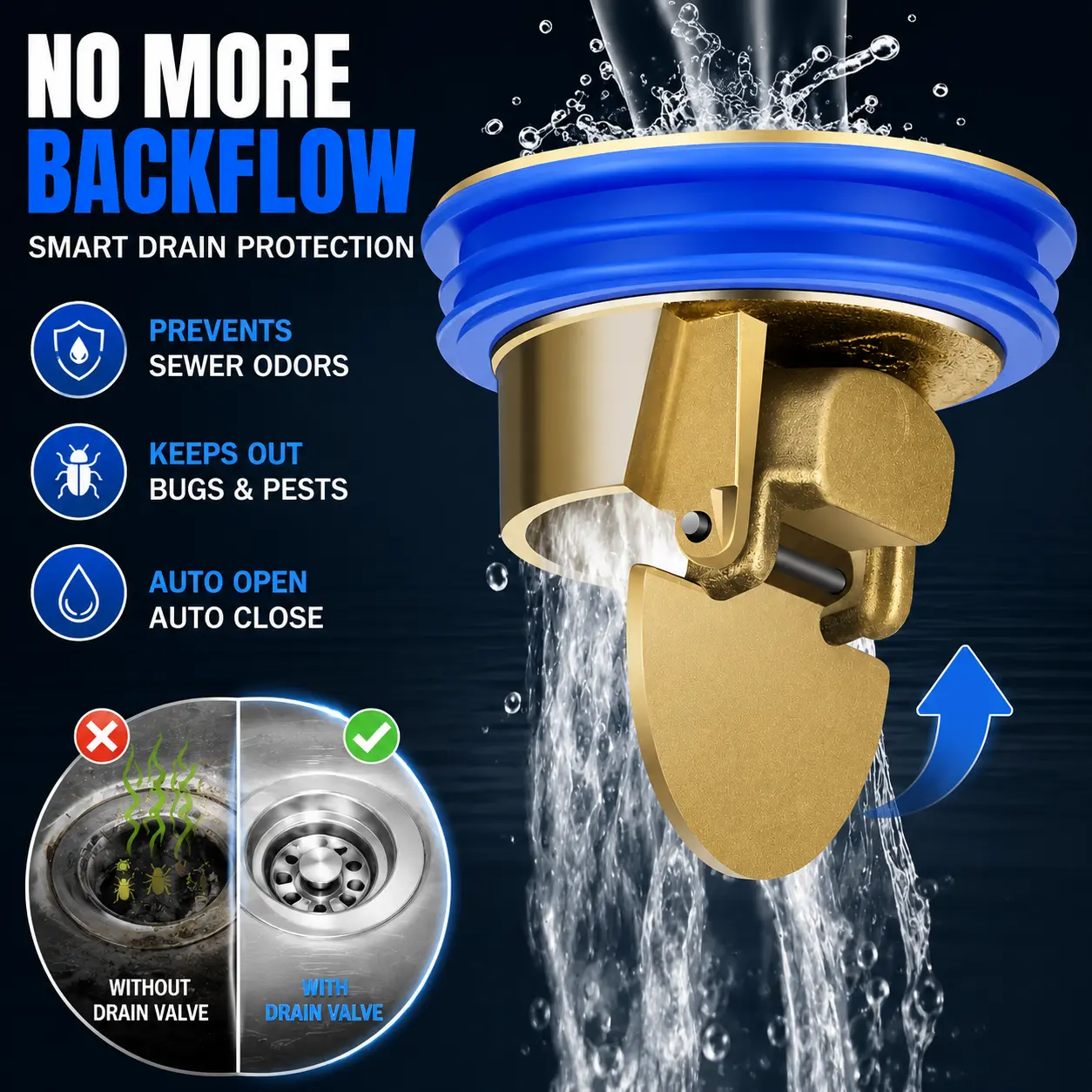 All-Copper Metal Floor Drain Core (1.65*1.22 in) - Odor-Proofing Drain Plug, Backflow Stopper, No-Hair-Clog Sewer Guard