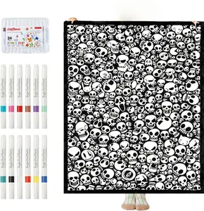 DIY Personalized Coloring Blanket, with 24 Marker Soft Throw, Best Mother's Day Gift,Fun Family Craft & Chic Home Decoration Summervibes