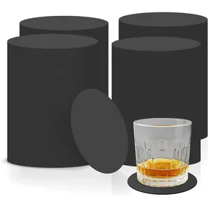 400 count Disposable Paper Coasters(1MM), 4 Inch Round Black Cardboard Coasters for DIY Crafts Arts Drinks Weddings Parties Catering