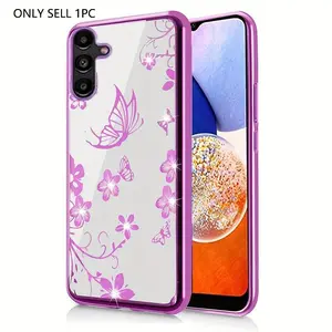 Samsung Galaxy A14 5g Women's Phone Case Cover, Sparkling Crystal Butterfly Floral Ultra-Thin Tpu, Luxurious Shiny Cute Girl Protector, Accessories