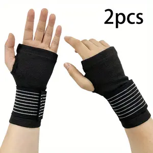 2pcs Elastic Wrist Support Bracelets, Adjustable Compression Wraps, Breathable Brace, Sports Gloves for Men and Women, Ideal for Cycling, Basketball, Volleyball, Badminton