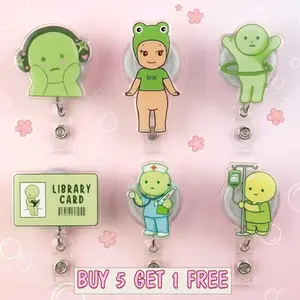 Kawaii Nurse Badge Reel | Smiski Matcha Badge Reel, Smiski Inspired Nurse Accessories, Matcha Tea Lover, Smiski Office Gift, Coworker Gifts