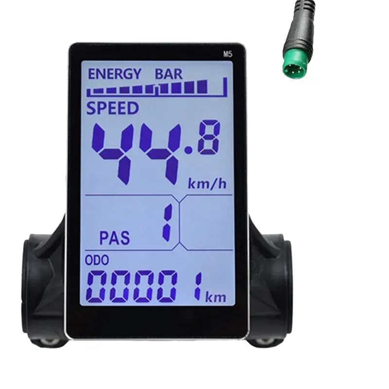 M5 Ultra-Thin Electric Bike LCD Display Meter, 24V-60V Plug-In Fit ABS Speed Odometer, 5PIN LCD Panel Screen for Mountain Bikes & E-Scooters