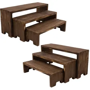 3-Tier Wooden Display Shelf, Durable Natural Wood Construction, Space-Saving for Living Room Office Kitchen Bathroom, Open Design Home Decor Rack