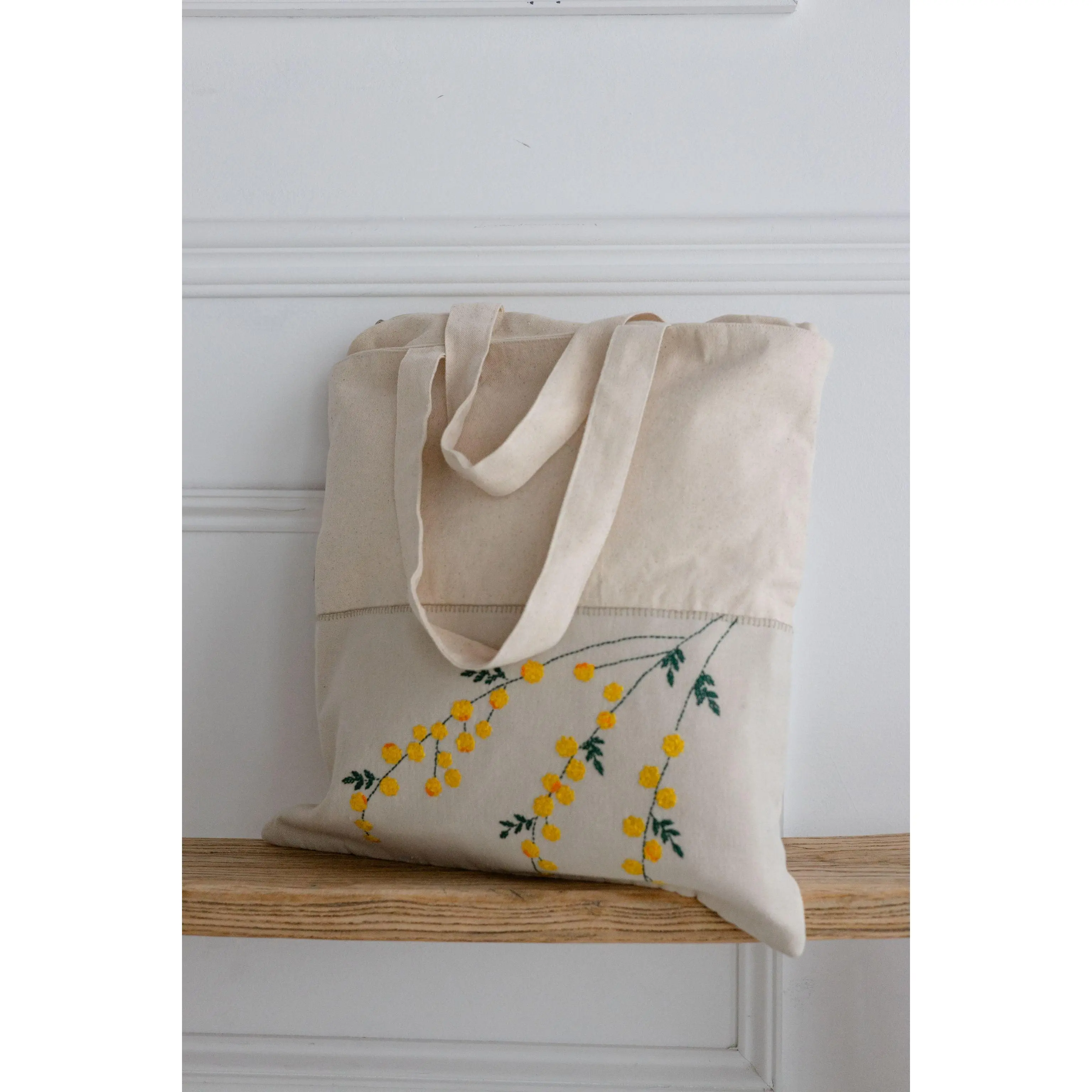 Golden Mimosa 'Embroidered' Tote