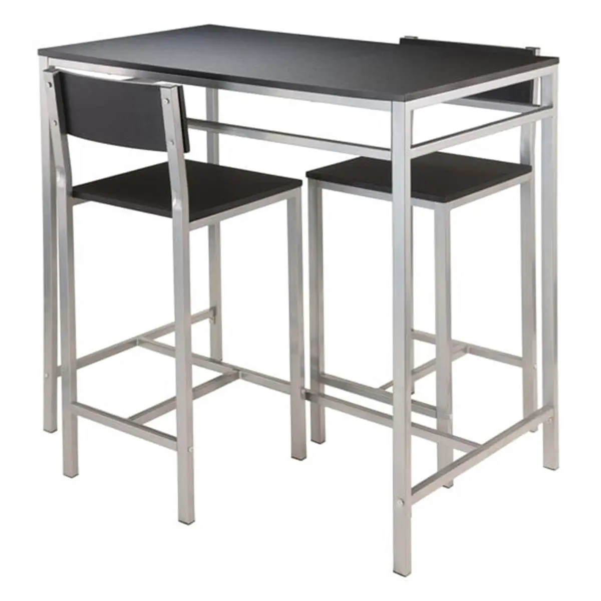 212 MAIN Hanley Rectangular 3-Piece High Dining Table Set - 2 High-Back Chairs, Drop Leaves, Black & Metal Commercial Restaurant Furniture (38.03x42.01x23.62 in), Chair
