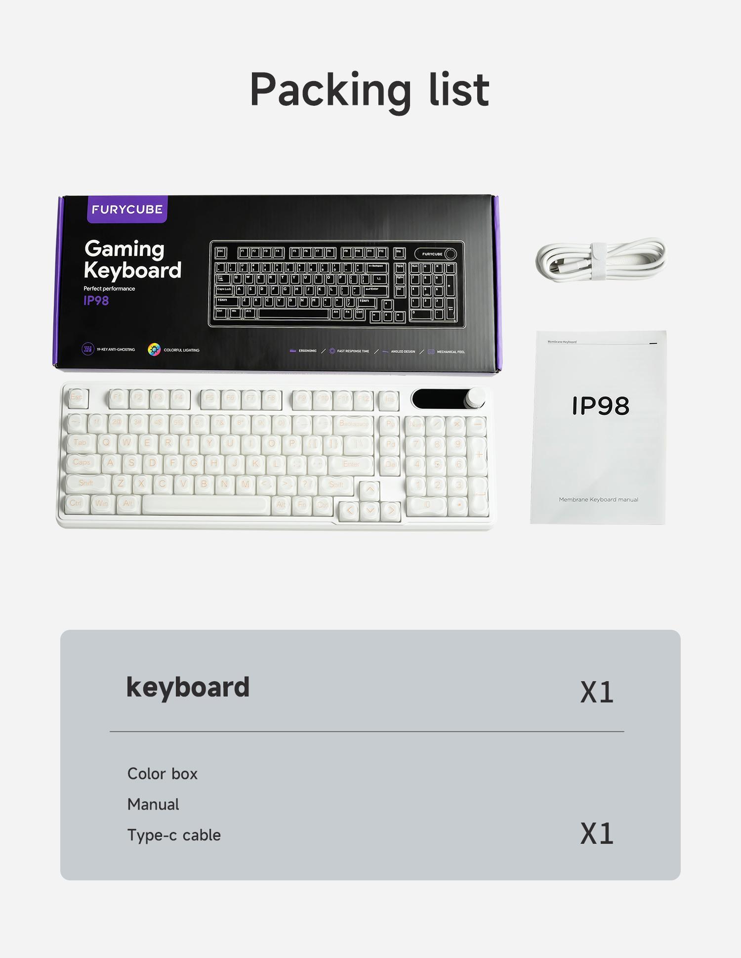 Completely Upgraded  IP98 Keyboard - 98 Keys Gradient Side-Engraved, Tri-Mode Wireless, Media Knob, RGB Backlit, Silent Mechanical Feel for Office & Gaming on PC and Mac Computers, Idea Birthday Gift