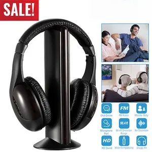 Wireless RF HiFi Over-Ear Monitoring Headphones (CD-1587) Device with RF Transmitter-Receiver, Mic, Y-Shaped Wired Cable, Adjustable Durable Design, 98.4ft Range, Mobile/PC/Laptop Compatibility for TV, Radio
