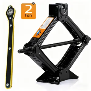 2 Ton Steel Scissor Jack Car Lift Kit, Portable Floor Jack for Sedans Suvs, Ratchet Wrench, Anti-Slip Thread, Enlarged Base