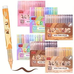 Guangna 12 Color Dual Tip Marker Set, Vibrant Water-Based Ink Art Brushes, Professional Drawing, Multi-Scene Use, Artist & Designer Essential, Art Markers Pen