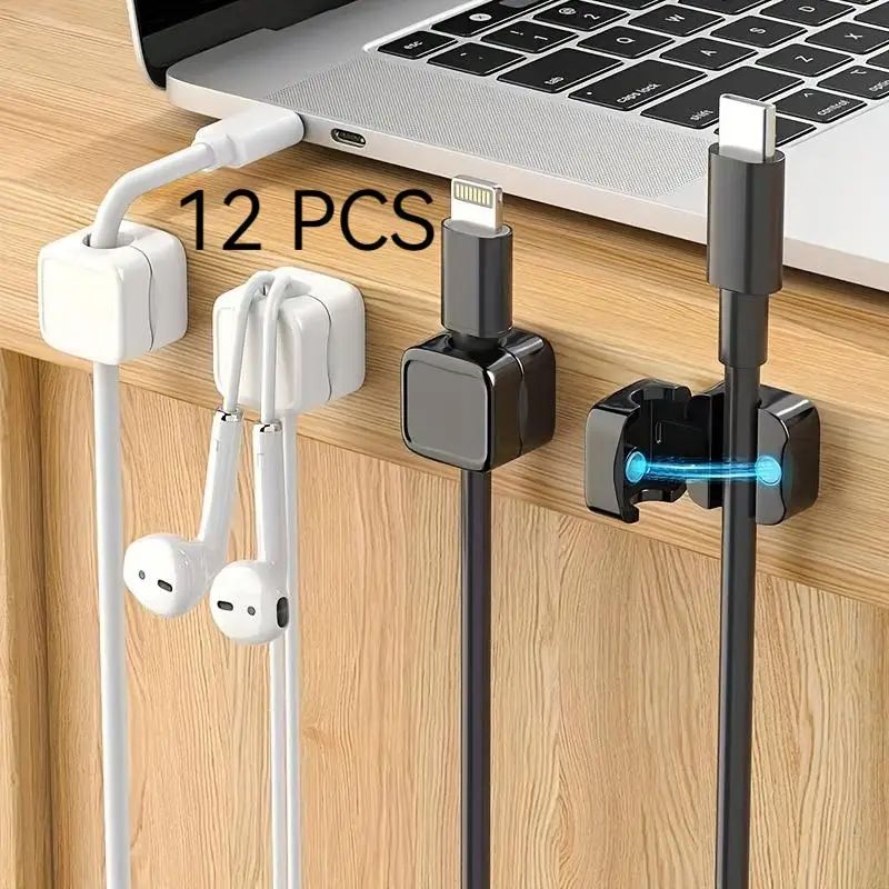 Magnetic Cable Clip, 12pcs Adjustable Non-slip Cable Organizer, Cable Management Tool for Home Office Desk Car