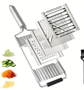 Hand Press Food Dicer, Rotating Blade Vegetable Cutter Tool, Kitchen Prep Chopping Device, Quick Onion Potato Veggie Slicer Grinder For Home Dinner Salad Cooking Set