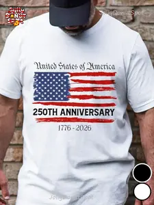 USA 250th Anniversary Shirt, 1776 2026 Patriotic Tee, United States Bicentennial Shirt, American Flag Shirt for Men July 4th Gift, Celebration Costumes, 100% Cotton, Gifts for Family and Friends, Suitable for All Seasons, Comfortable Material