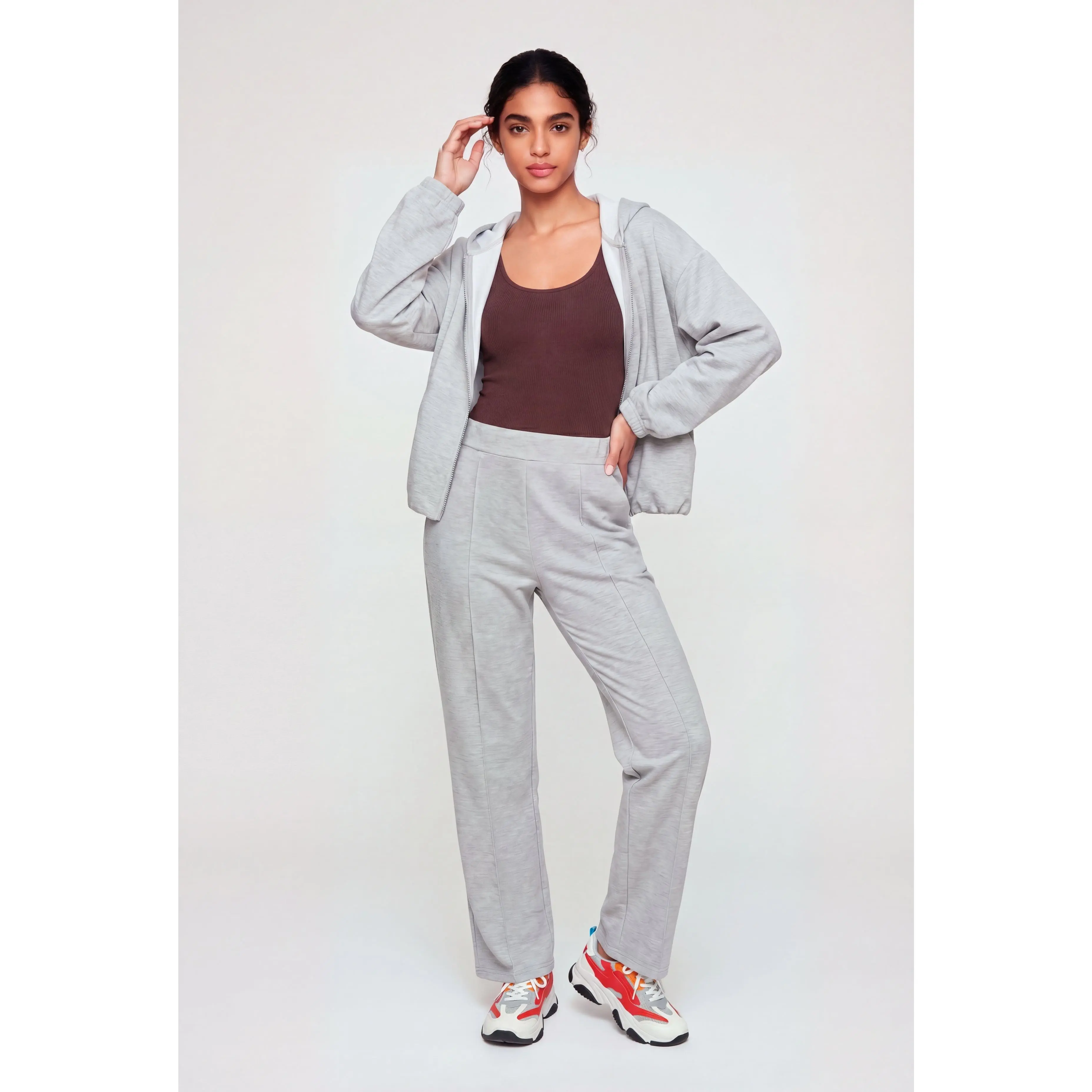 High Waisted Pintuck Detail Modal Pull On Pants