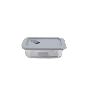 Click Clack 0.4 Quart Cook+ Rectangular Heatproof Glass Container | Grey