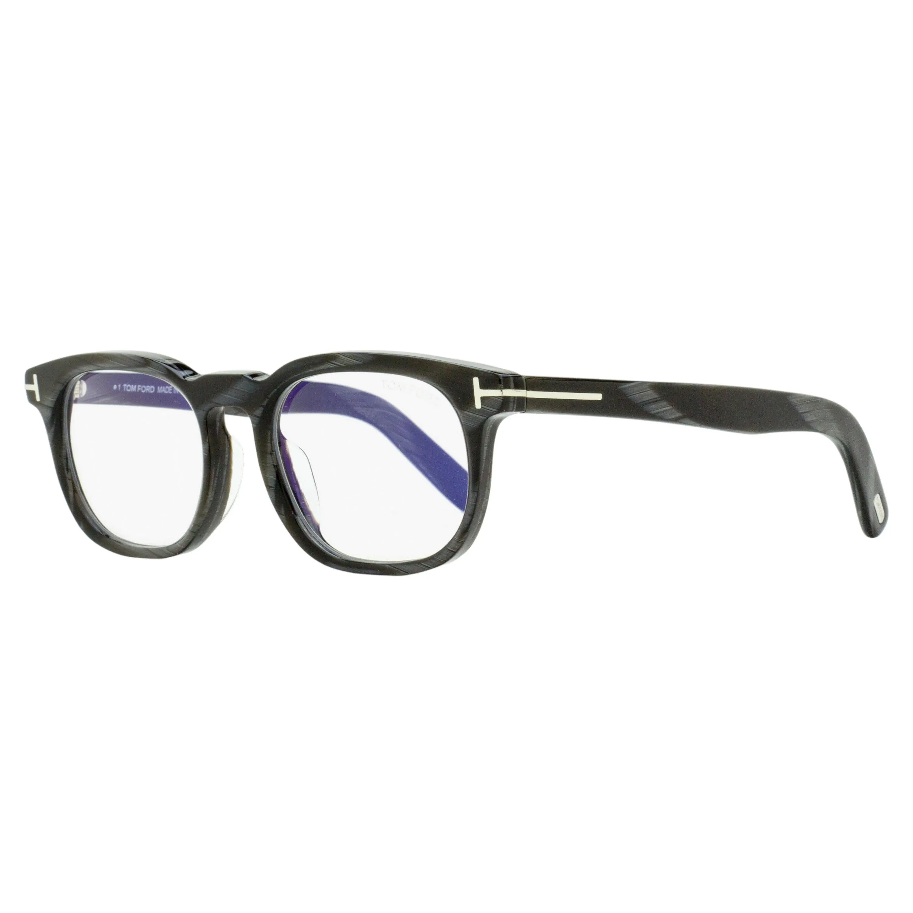 Tom Ford TF5930-D-B Men's Soft Rectangular Eyeglasses in Black Horn | Alternative Fit, Blue Block Lenses | 52mm, Blue Light Reduction, Optical Quality Lenses, Soft Rectangular Shape, Stepped Bridge, Anti-Blue Light Non-Prescription Glasses