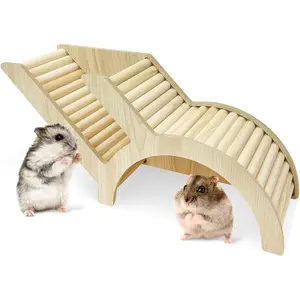 Hamster Climbing Ladder and Tunnel Hideout Wooden Hamster Climbing  Cage Decor Accessories for Gerbil Mice or Other Small  (Arch Bridge Tunnel)