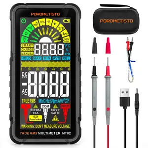 POROMETISTO MT02 Smart Clamp Meter 6000 Counts Rechargable Digital Multimeter Non-contact Voltage Tester AC/DC Voltage Meter LCD Screen Current Tester Electrical Tool Household Handheld Smart Multimeter