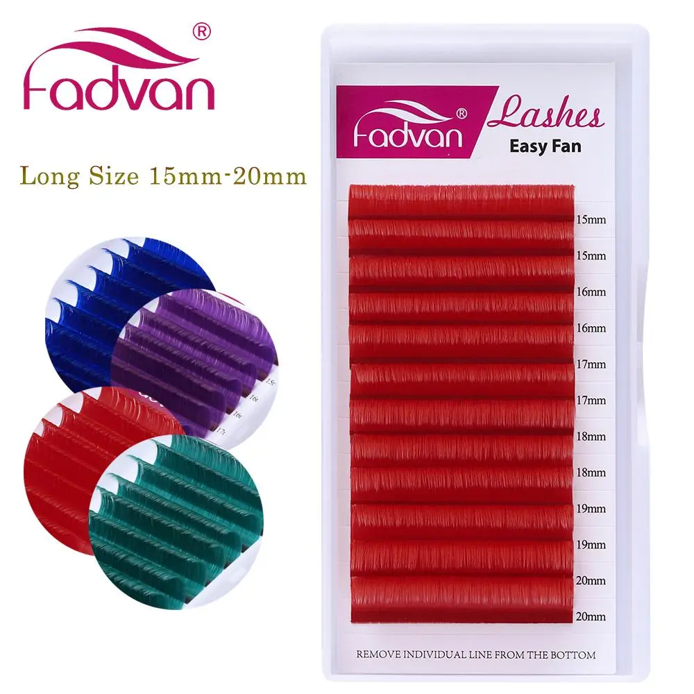 Fadvan Long 15-20mm Easy Fanning Makeup Lashes Mixed 8-14mm Colored False Eye Lashes Extensions Green/Purple/Red/Blue Color Lash 2026 New