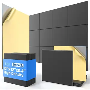 20 Pack Acoustic Panels with Self Adhesive, 12" X 12" X 0.4" High Density Sound Proof  Panels for Walls, Soundproof Wall Panels, Square Sound Absorbing Panels for  Studio Office Decor - Black