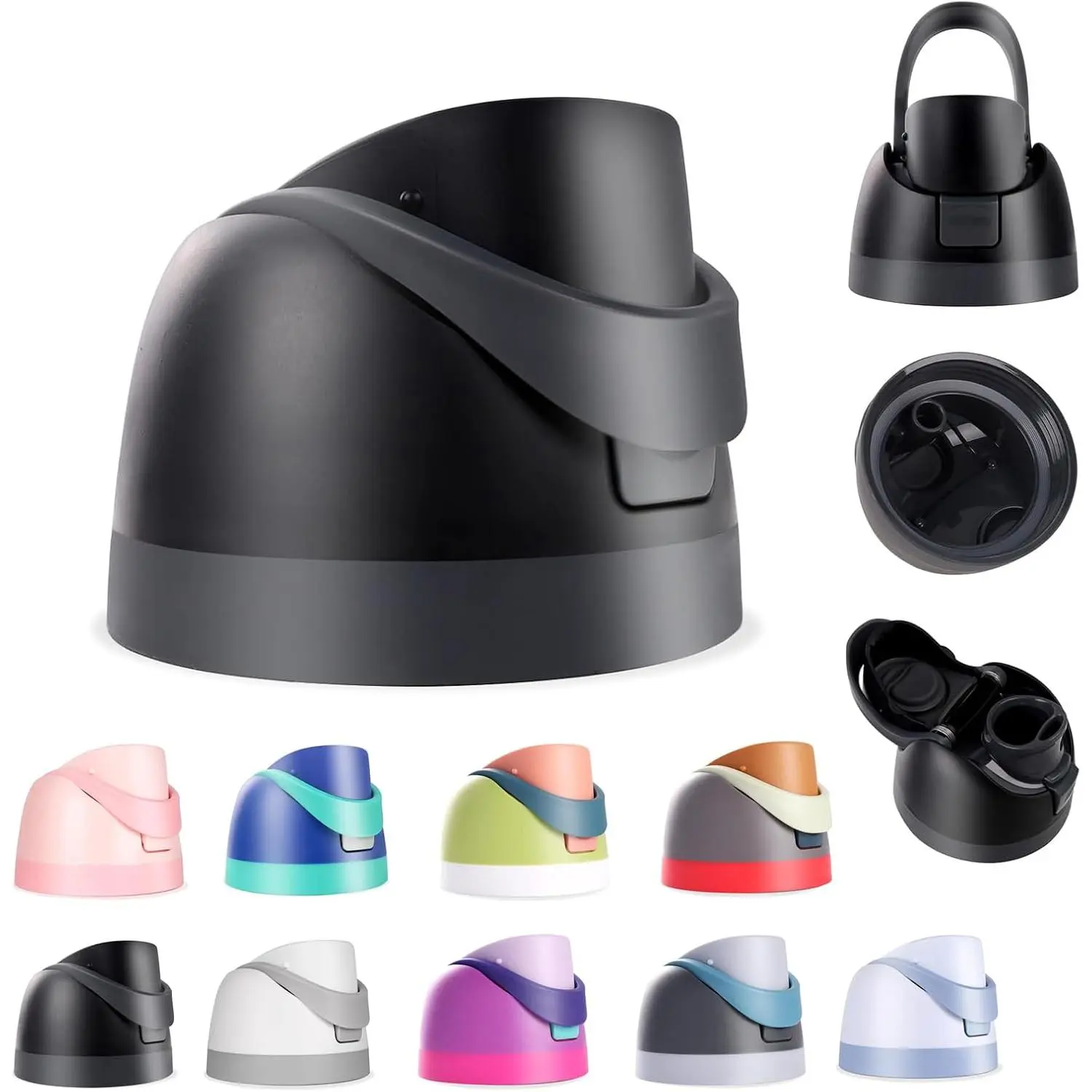 Replacement Lid for Owala Freesip Compatible with 16oz 24oz 32oz 40oz Leakproof BPA-Free One Button Top Lid Black