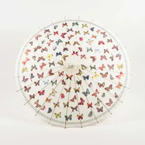 32" Butterflies Parasol Umbrella, Premium Nylon with Elegant Handle