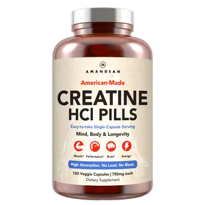 Amandean Creatine HCl Pills (Con-cret). American-Made. No Bloating, No Loading. Compare to Monohydrate Capsules. Cognitive, Muscle & Energy Support.