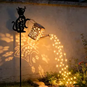 Solar Outdoor Garden Decorative Light, Cat Dog Shape Watering Can Lamp, Patio Deck Decoration, Waterproof, Mother's Day Gift for Women, Garden Decor Lights, Garden Decorative Lighting
