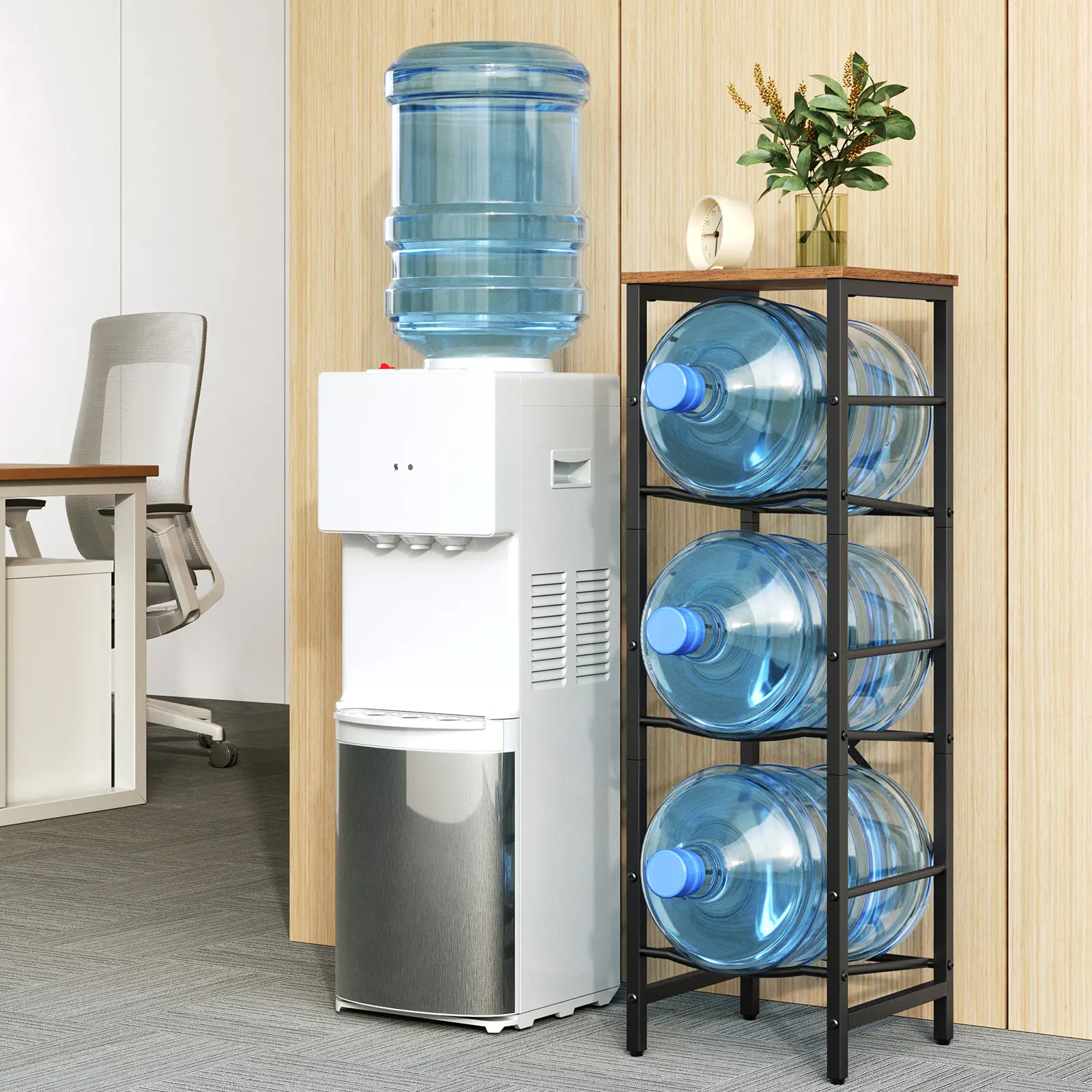 HOOBRO Water Jug Rack, Water Bottle Holder, 5 Gallon Water Jug Rack, 3-Tier Water Bottle Stand, Water Jug Stand, for Kitchen, Living Room, Office #SummerVibes