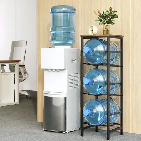HOOBRO Metal Detachable 3-Tier Adjustable Organizer - 5gal Jug Fits, 3Tier Jug Stacking, Big-Size Water Fit, Anti-Tilt Safety Storage Rack for Kitchen, Office