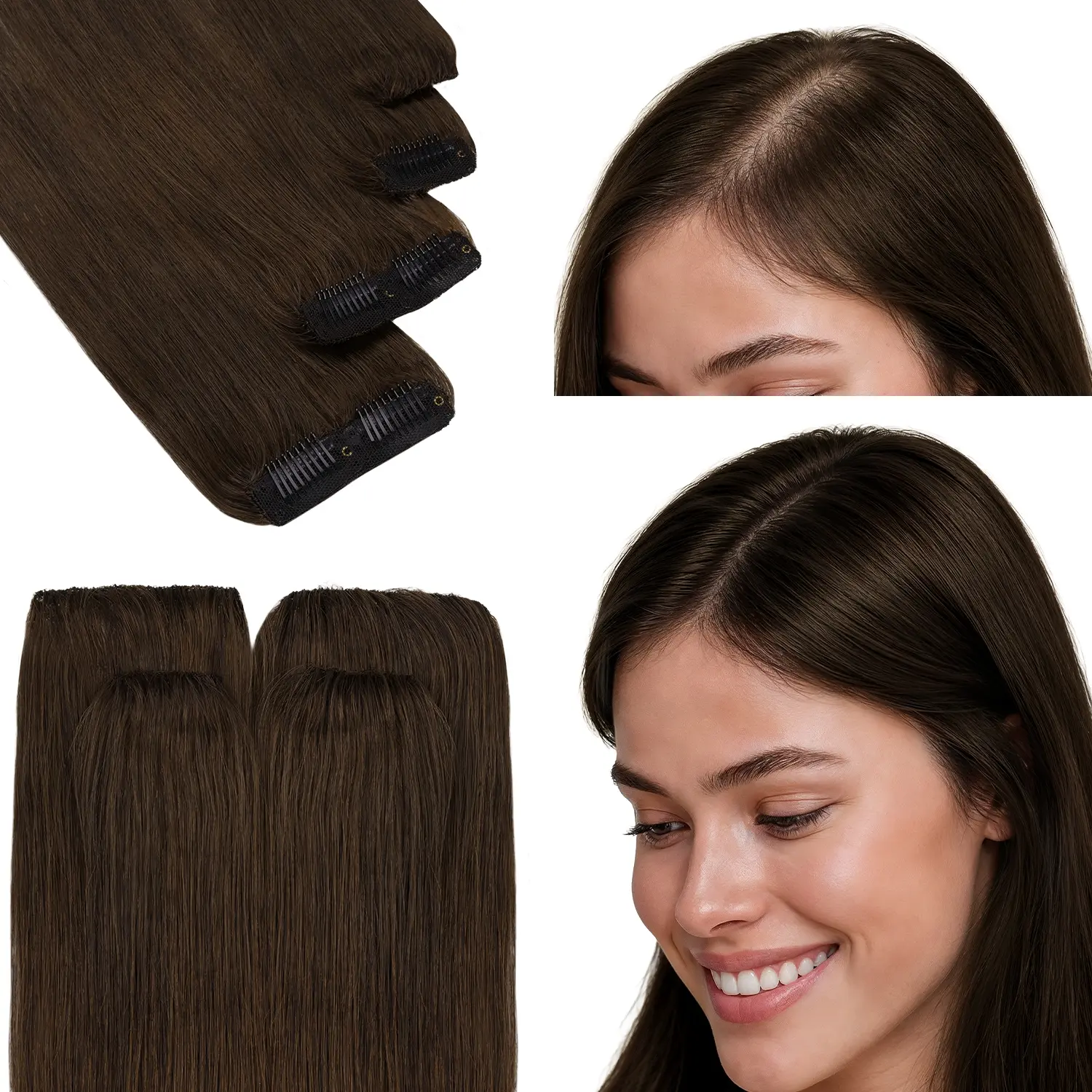 GOO GOO Scalp Hair Fill-Ins Clip-in Short Hair Extensions Remy Human Hair, Thinning Hair Fill-Ins Natural Look Volumizer for Women Straight Natural Summer Hair summer hairstyles #summerwins #SummerFinds