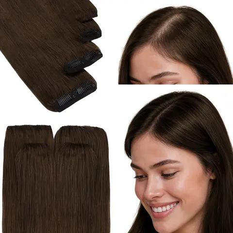 GOO GOO Scalp Hair Fill-Ins Clip-in Short Hair Extensions Remy Human Hair, Thinning Hair Fill-Ins Natural Look Volumizer for Women Straight Natural Summer Hair #sohochic #TikTokShopFallDealsForYou