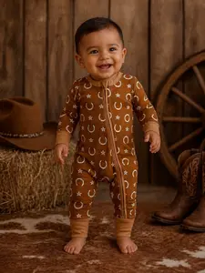 2-Way Zip Romper, Rusty Horseshoe