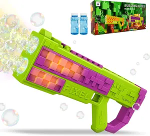 Automatic bubble gun with LED light, outdoor bubble toys for parties and birthdays, purple bubble toys for boys and girls aged 3-8 (purple)