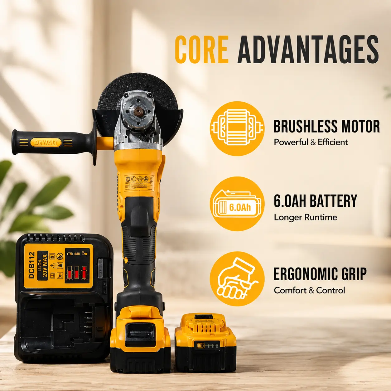 DEWALT DCG405NT Cordless Brushless Angle Grinder, 125mm Disc Size, 9000RPM (Tools & Hardware Hand Tool Accessory)