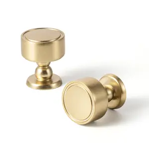 6 Pack Champagne Bronze Cabinet Knobs, Solid Zinc Alloy Modern Drawer Pulls, Luxury Brushed Gold Geometric Cylinder Door Handles for Kitchen, Dresser Furniture Hardware