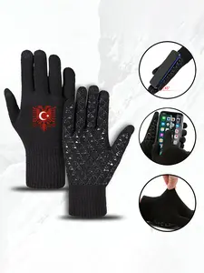 Albanian Eagle and Crescent Moon Pattern Winter Warm Knit Touch Screen Gloves for Outdoor Sports and Casual Wear  Ideal for Men and Women  Perfect Christmas  New Year  and Holiday Gift for Cold Weather Activities and Everyday Use with NonSlip Grip Design